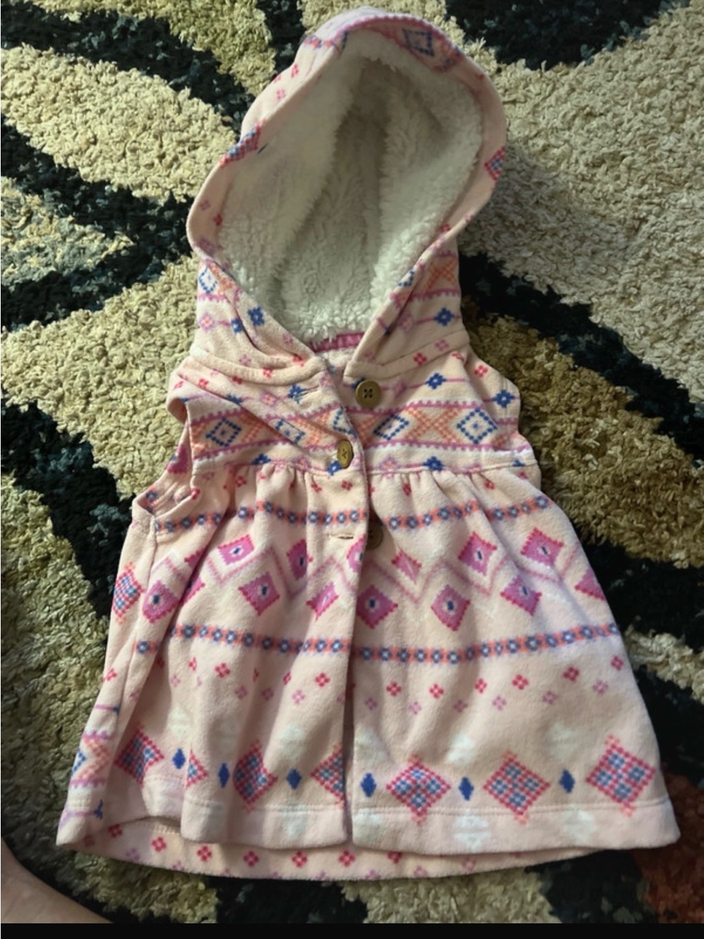 Carter's Pink Hooded Fleece Vest with Diamond Print